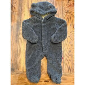Magnetic Me Gray Sherpa Fleece Hooded Footie Bunting Snowsuit Size 0-3 Months